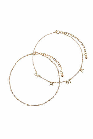 Mama Metal Chain 2 Pc Bracelet Set