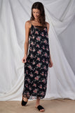 Floral Print V-neck Straight Fit Sleeveless Maxi Dress With Lace Bustier Underline Detail