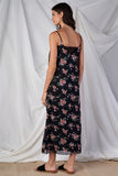 Floral Print V-neck Straight Fit Sleeveless Maxi Dress With Lace Bustier Underline Detail