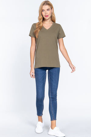 Short Sleeve V-neck Boxy Tee