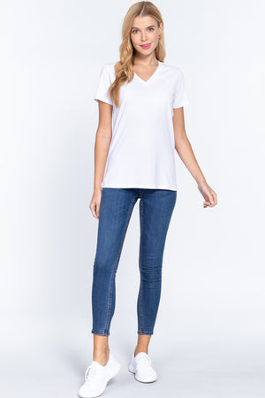 Short Sleeve V-neck Boxy Tee