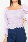 Smocking Plaid Pattern Crop Top