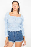 Smocking Plaid Pattern Crop Top