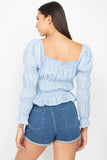 Smocking Plaid Pattern Crop Top