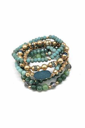 Druzy Crystal Natural Stone Bead Stretch Bracelet