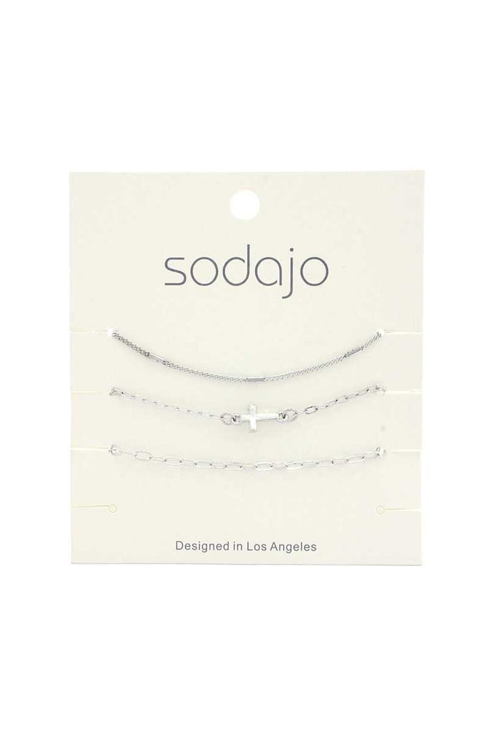 Sodajo Cross Charm Bracelet Set