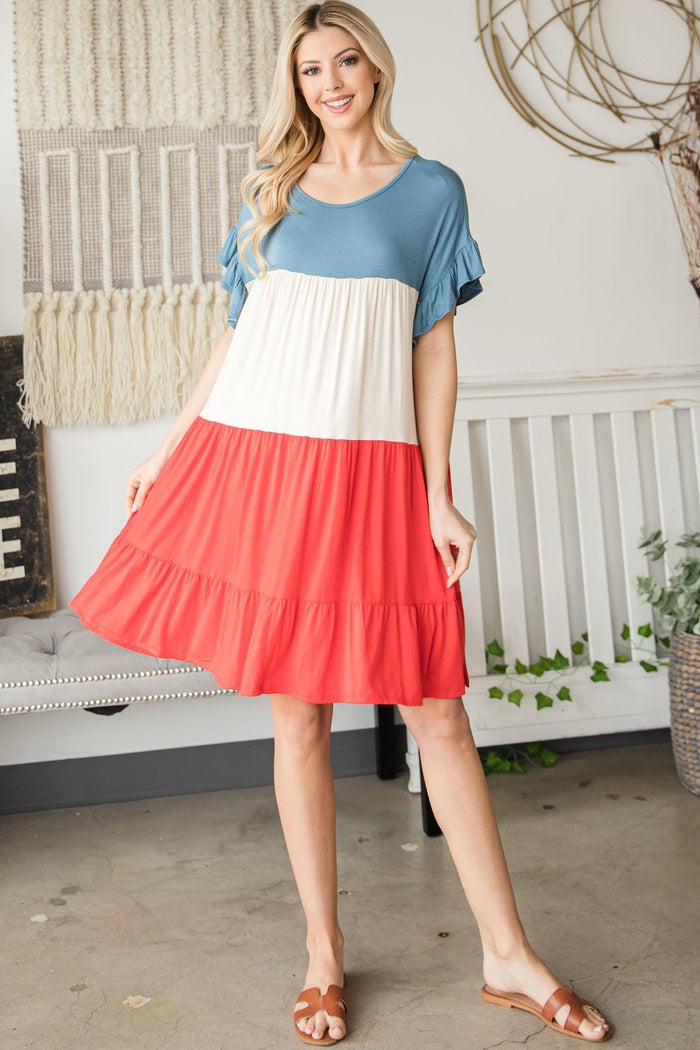 Tiered Colorblock Mini Dress