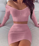 Ribbed Crop Top Set