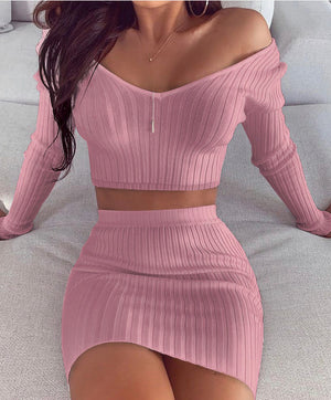 Ribbed Crop Top Set