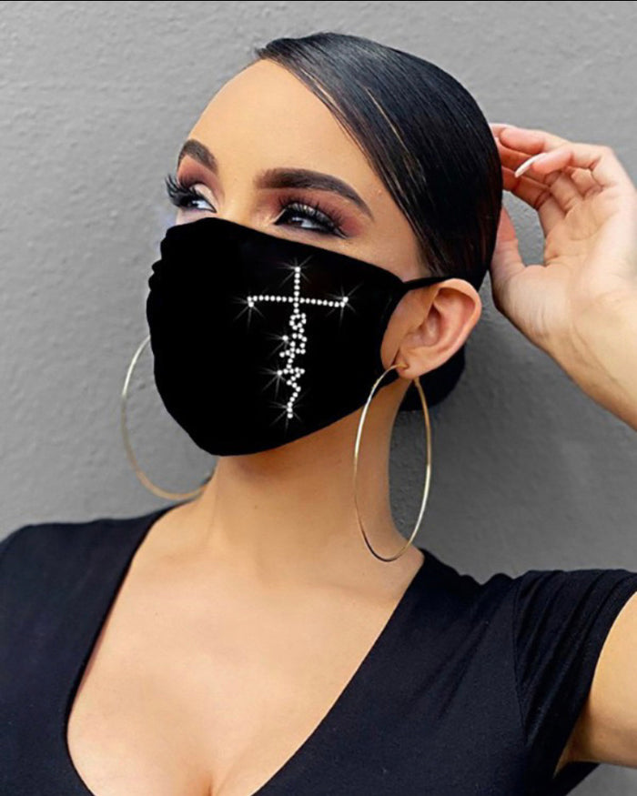 Rhinestone Bling Face Mask :Faith