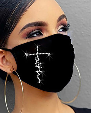 Rhinestone Bling Face Mask :Faith